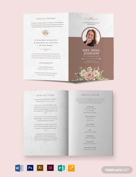 Mother MOM Funeral Obituary Bi Fold Brochure Template