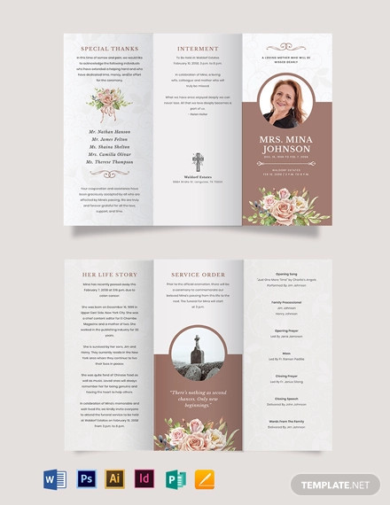 Mother MOM Funeral Obituary Tri Fold Brochure Template