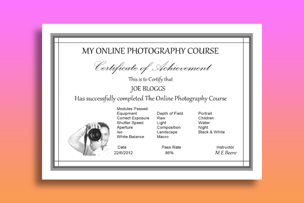 Photography Certificate 12  Examples Format Pdf Examples