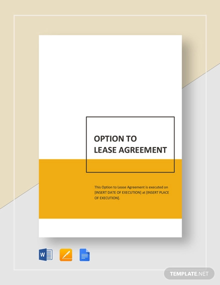 Option to Lease Agreement Template