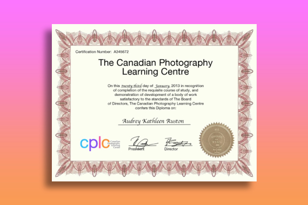 Photography Learning Center Certificate