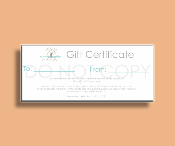 photography session gift certificate