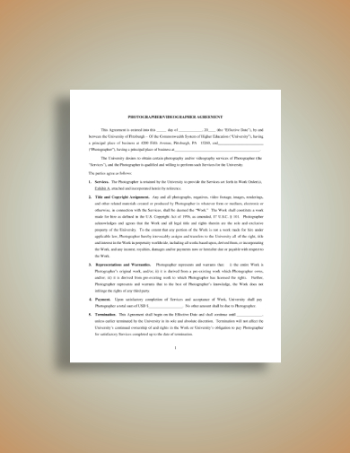 Photography License Agreement 10  Examples Format Pdf