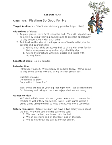 playtime preschool lesson plans