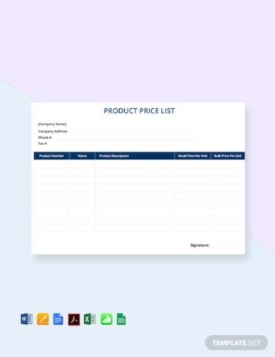 Product Price List