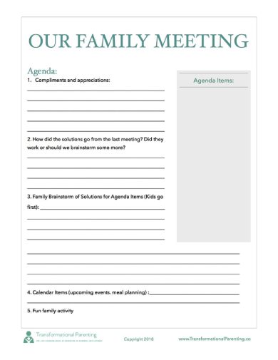 professional family meeting agenda