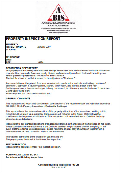 property inspection report 