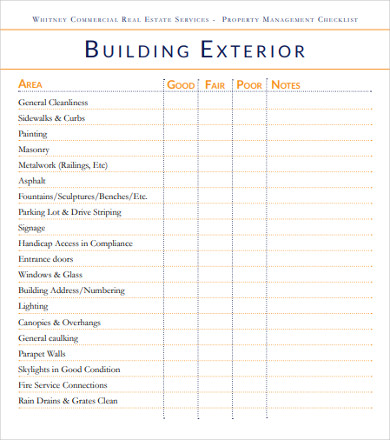 Commercial Building Maintenance Checklist Template Business Format