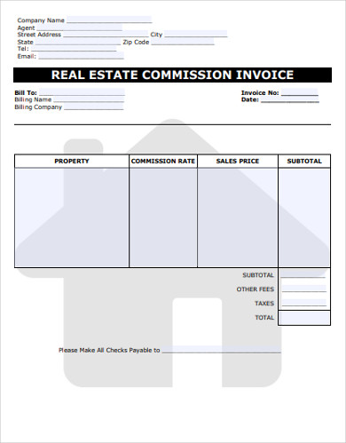 Free 8 Real Estate Commission Invoice Examples Templates Download Now Examples
