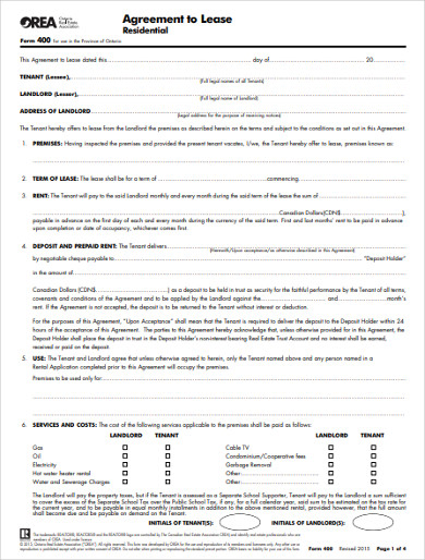 real estate lease agreement example