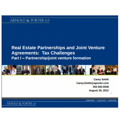 real estate partnerships and joint venture agreements