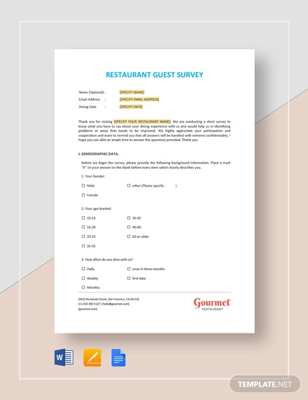 restaurant guest survey template