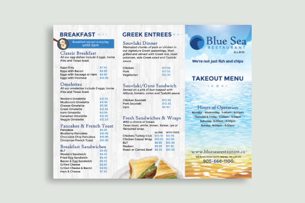 restaurant takeout menu