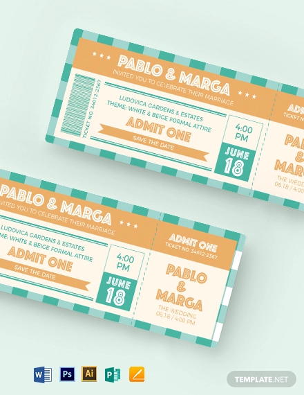 Retro Wedding Ticket Template