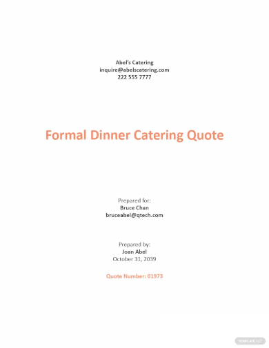 sample catering quotation template