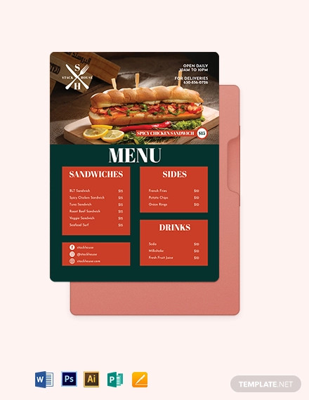 sandwich sub flyer menu template