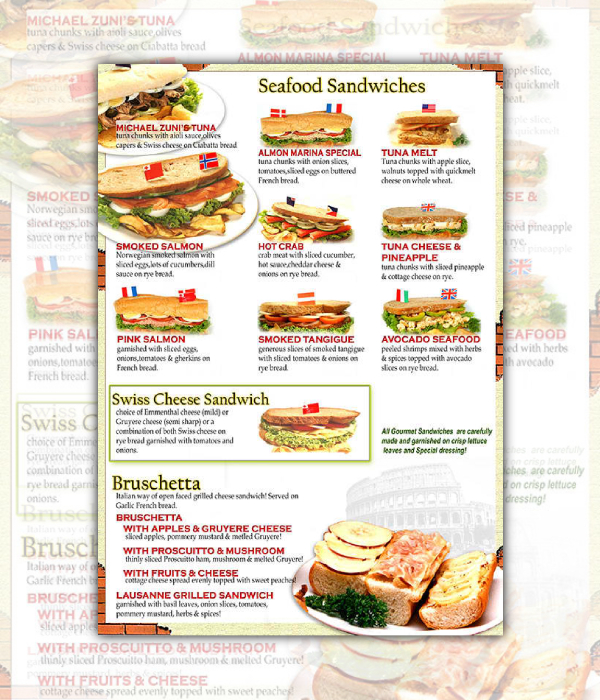 seafood sandwich menu