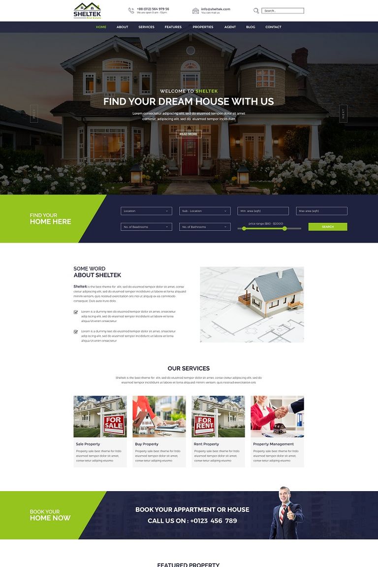 Example 15: Sheltek Real Estate Responsive Website Template