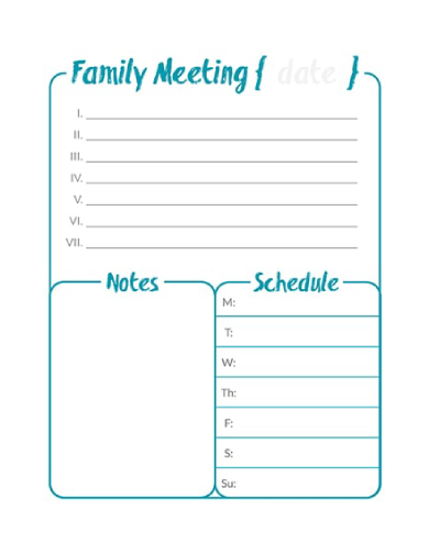 simple family meeting agenda