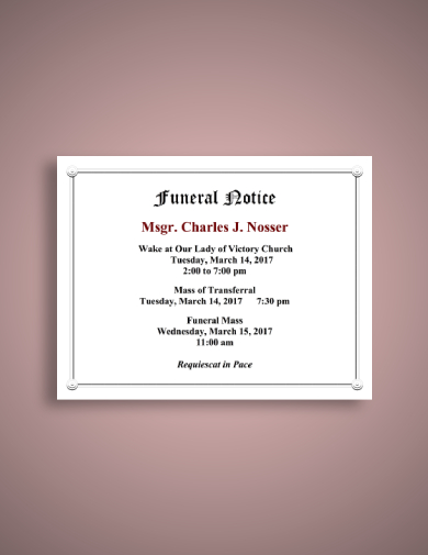 Funeral Notice - 10+ Examples, Format, Pdf | Examples