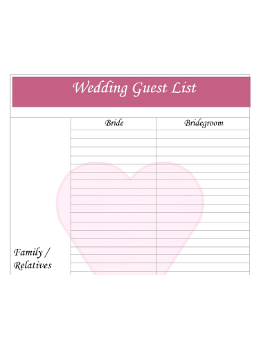 wedding guest list excel template