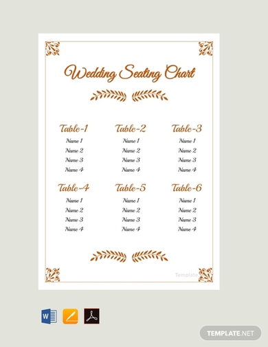 simple wedding reception seating chart