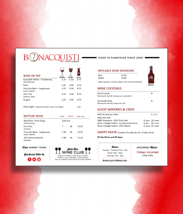 simple wine menu