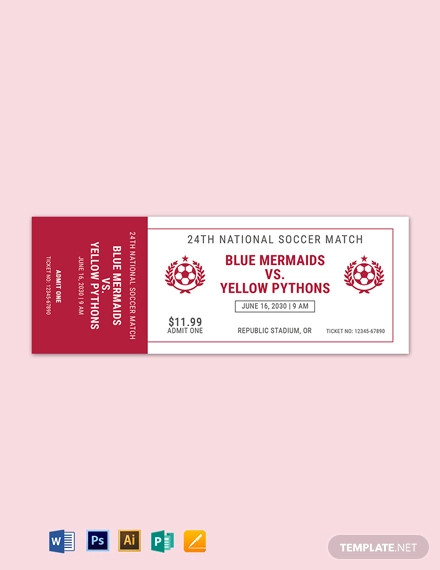 Soccer Game Ticket Template