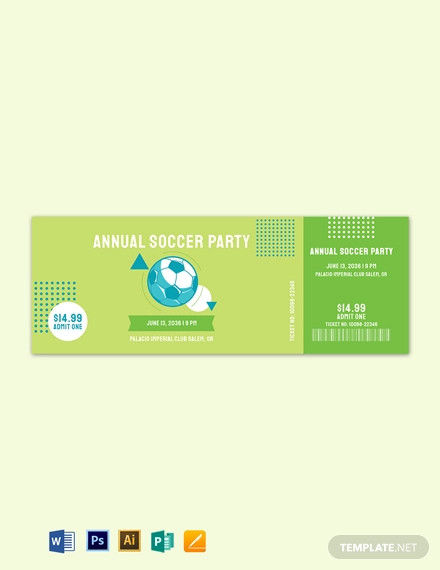 Soccer Party Ticket Template