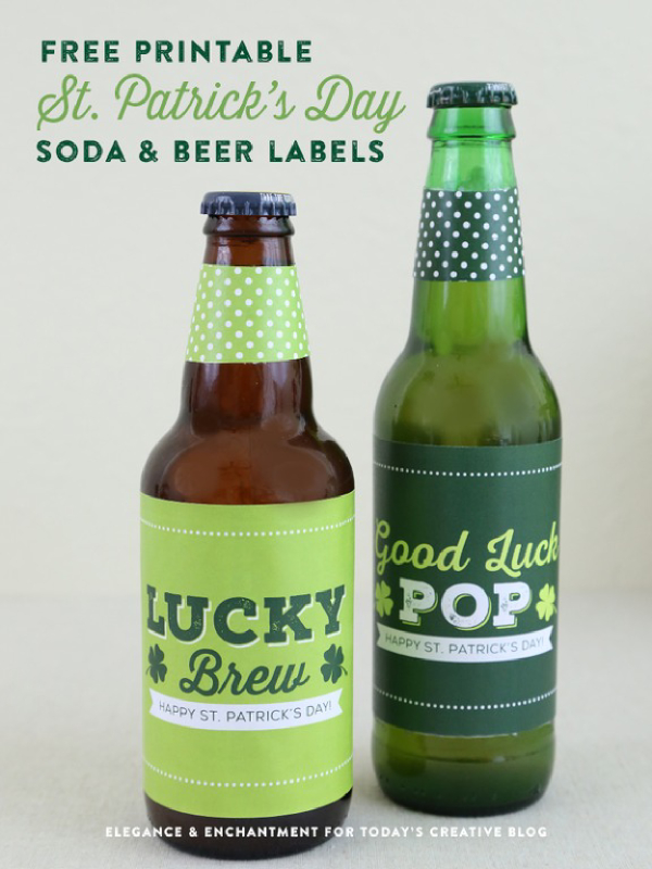 St. Patrick's Day Soda and Beer Labels