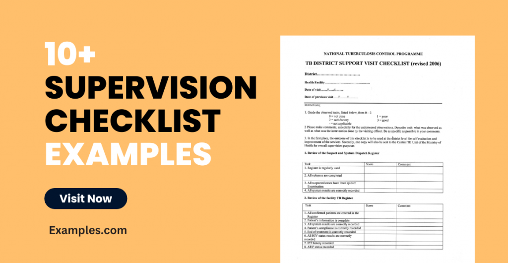 Supervision Checklist Examples