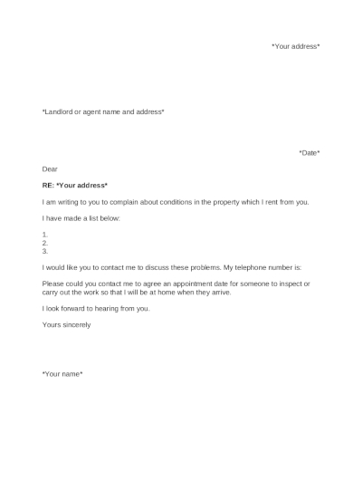 Tenant Complaint Letter - 10+ Examples, Format, Sample | Examples