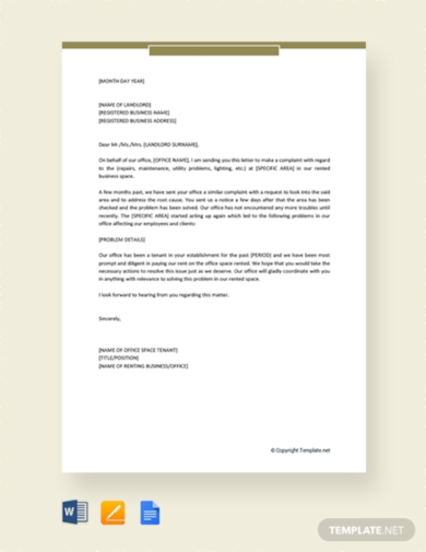 tenant complaint letter