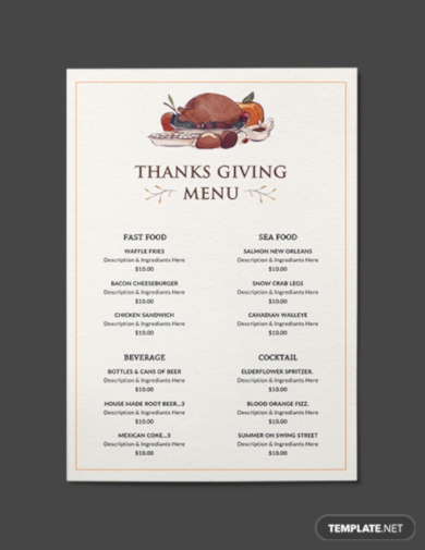 thanksgiving dinner party menu