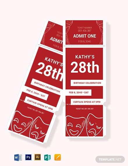 theatre birthday ticket template