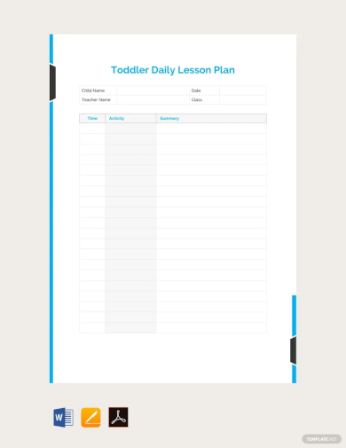 toddler daily lesson plan template