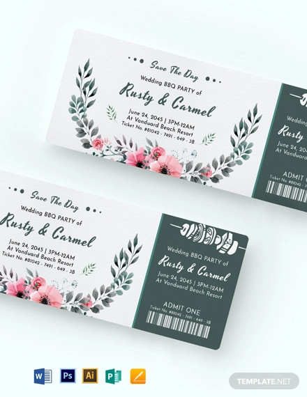 wedding bbq ticket template