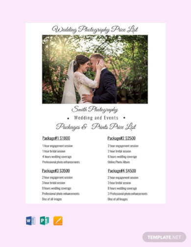 wedding photography price list1