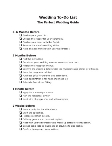 wedding to do checklist