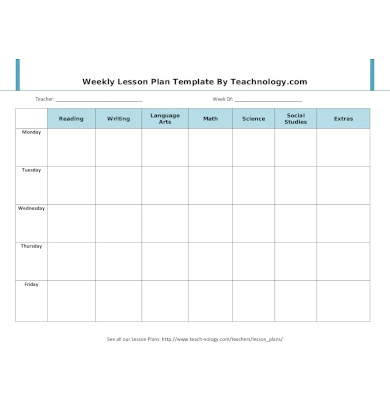 weekly lesson plan template1