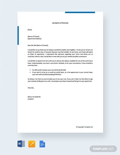 lease renewal letter to tenant