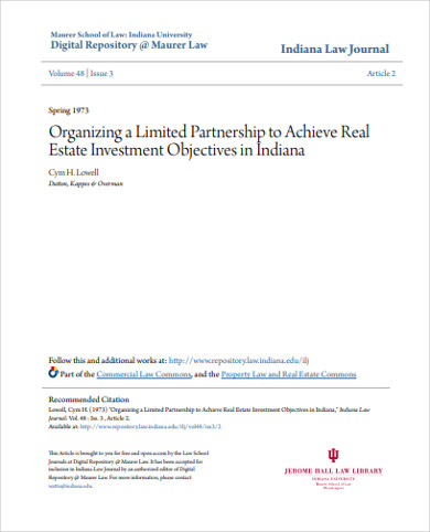 real estate investment partnership agreement