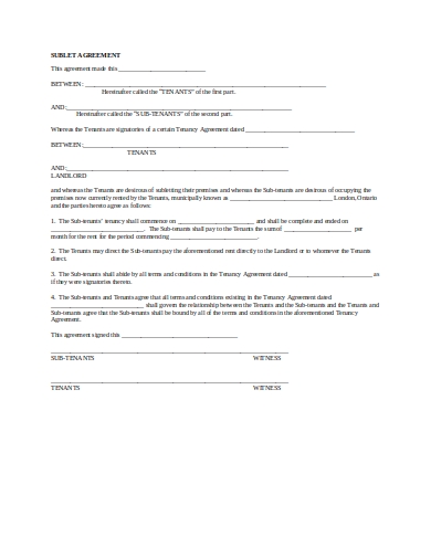 sublet agreement