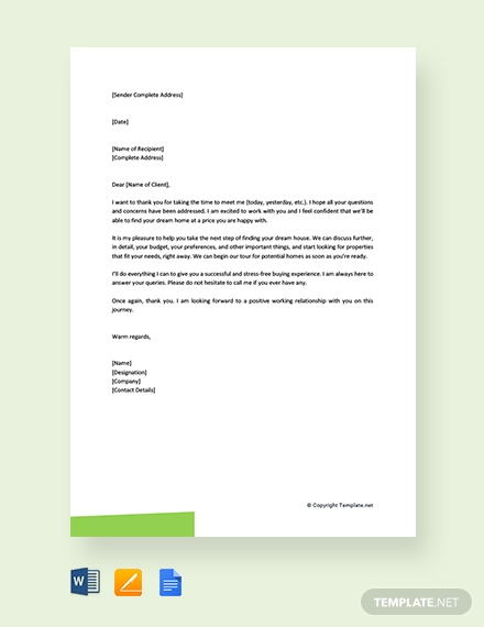 Real Estate Thank You Letter - 10+ Examples, Format, Sample | Examples