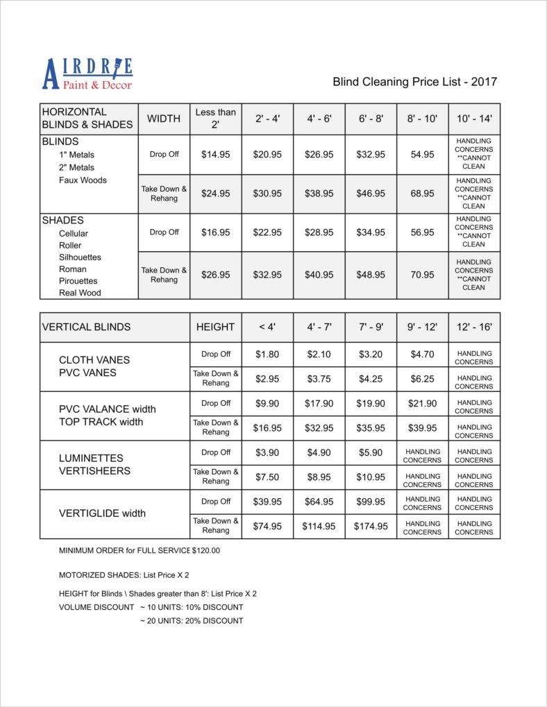 Cleaning Price List 9 Examples Format Pdf Examples