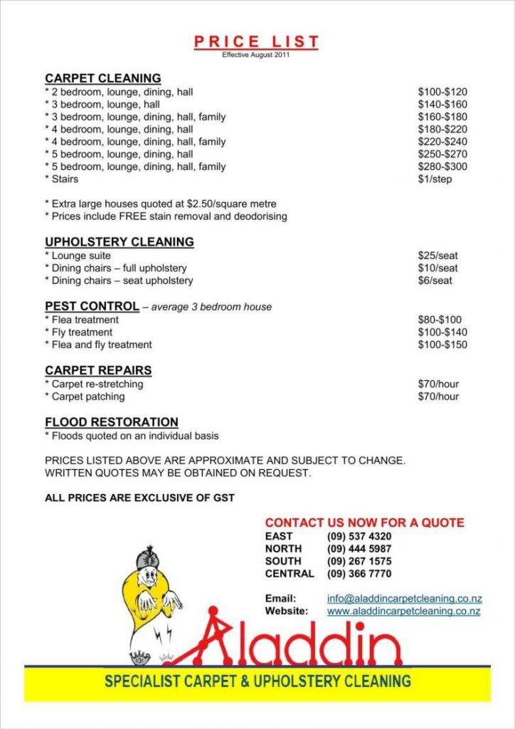 Cleaning Price List 9 Examples Format Pdf Examples