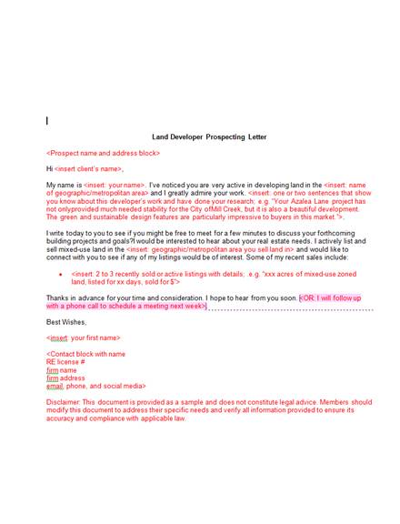 7 real estate land development prospecting and marketing letter