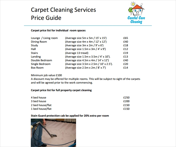 Cleaning Price List Template Free