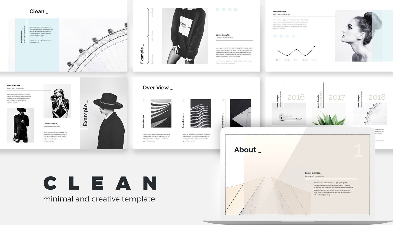 Clean Stylish PowerPoint Presentation Portfolio Template