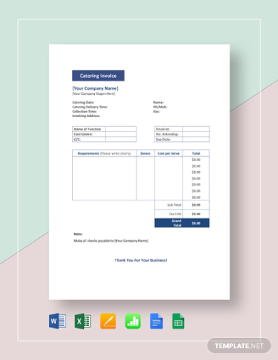 Catering Invoice - 17+ Examples, Format, Pdf | Examples